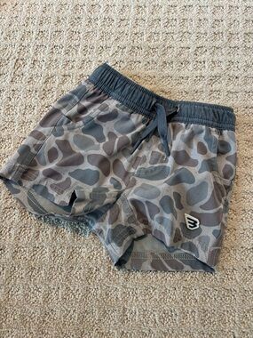 BURLEBO Gray and Olive Camo Kids Shorts